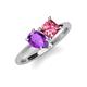 4 - Zoya Pear Shape Amethyst & Princess Shape Pink Tourmaline 2 Stone Duo Ring 