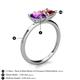 5 - Zoya Pear Shape Amethyst & Princess Shape Pink Tourmaline 2 Stone Duo Ring 