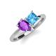 4 - Zoya Pear Shape Amethyst & Princess Shape Blue Topaz 2 Stone Duo Ring 