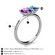 5 - Zoya Pear Shape Amethyst & Princess Shape Blue Topaz 2 Stone Duo Ring 