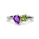 1 - Zoya Pear Shape Amethyst & Princess Shape Peridot 2 Stone Duo Ring 