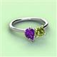 3 - Zoya Pear Shape Amethyst & Princess Shape Peridot 2 Stone Duo Ring 