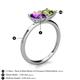 5 - Zoya Pear Shape Amethyst & Princess Shape Peridot 2 Stone Duo Ring 