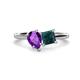1 - Zoya Pear Shape Amethyst & Princess Shape London Blue Topaz 2 Stone Duo Ring 