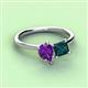 3 - Zoya Pear Shape Amethyst & Princess Shape London Blue Topaz 2 Stone Duo Ring 