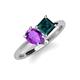 4 - Zoya Pear Shape Amethyst & Princess Shape London Blue Topaz 2 Stone Duo Ring 