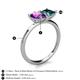 5 - Zoya Pear Shape Amethyst & Princess Shape London Blue Topaz 2 Stone Duo Ring 