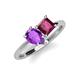 4 - Zoya Pear Shape Amethyst & Princess Shape Rhodolite Garnet 2 Stone Duo Ring 