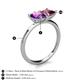 5 - Zoya Pear Shape Amethyst & Princess Shape Rhodolite Garnet 2 Stone Duo Ring 