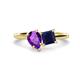 1 - Zoya Pear Shape Amethyst & Princess Shape Lab Created Blue Sapphire 2 Stone Duo Ring 