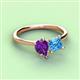 3 - Zoya Pear Shape Amethyst & Princess Shape Blue Topaz 2 Stone Duo Ring 
