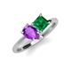 4 - Zoya Pear Shape Amethyst & Princess Shape Lab Created Emerald 2 Stone Duo Ring 