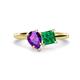 1 - Zoya Pear Shape Amethyst & Princess Shape Lab Created Emerald 2 Stone Duo Ring 