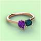 3 - Zoya Pear Shape Amethyst & Princess Shape London Blue Topaz 2 Stone Duo Ring 