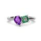 1 - Zoya Pear Shape Amethyst & Princess Shape Lab Created Alexandrite 2 Stone Duo Ring 