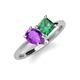 4 - Zoya Pear Shape Amethyst & Princess Shape Lab Created Alexandrite 2 Stone Duo Ring 
