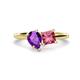 1 - Zoya Pear Shape Amethyst & Princess Shape Pink Tourmaline 2 Stone Duo Ring 