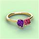 3 - Zoya Pear Shape Amethyst & Princess Shape Pink Tourmaline 2 Stone Duo Ring 