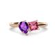 1 - Zoya Pear Shape Amethyst & Princess Shape Pink Tourmaline 2 Stone Duo Ring 