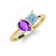 4 - Zoya Pear Shape Amethyst & Princess Shape Aquamarine 2 Stone Duo Ring 
