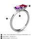 5 - Zoya Pear Shape Amethyst & Princess Shape Lab Created Ruby 2 Stone Duo Ring 