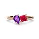 1 - Zoya Pear Shape Amethyst & Princess Shape Lab Created Ruby 2 Stone Duo Ring 