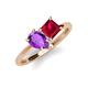 4 - Zoya Pear Shape Amethyst & Princess Shape Lab Created Ruby 2 Stone Duo Ring 