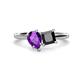 1 - Zoya Pear Shape Amethyst & Princess Shape Black Diamond 2 Stone Duo Ring 