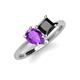 4 - Zoya Pear Shape Amethyst & Princess Shape Black Diamond 2 Stone Duo Ring 