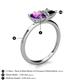 5 - Zoya Pear Shape Amethyst & Princess Shape Black Diamond 2 Stone Duo Ring 