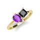 4 - Zoya Pear Shape Amethyst & Princess Shape Black Diamond 2 Stone Duo Ring 