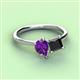 3 - Zoya Pear Shape Amethyst & Princess Shape Black Diamond 2 Stone Duo Ring 