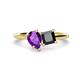 1 - Zoya Pear Shape Amethyst & Princess Shape Black Diamond 2 Stone Duo Ring 