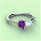 3 - Zoya Pear Shape Amethyst & Princess Shape Lab Created Opal 2 Stone Duo Ring 