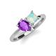 4 - Zoya Pear Shape Amethyst & Princess Shape Lab Created Opal 2 Stone Duo Ring 