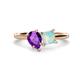 1 - Zoya Pear Shape Amethyst & Princess Shape Lab Created Opal 2 Stone Duo Ring 