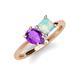 4 - Zoya Pear Shape Amethyst & Princess Shape Lab Created Opal 2 Stone Duo Ring 