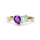1 - Zoya Pear Shape Amethyst & Princess Shape Lab Created Opal 2 Stone Duo Ring 