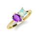 4 - Zoya Pear Shape Amethyst & Princess Shape Lab Created Opal 2 Stone Duo Ring 