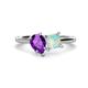 1 - Zoya Pear Shape Amethyst & Princess Shape Lab Created Opal 2 Stone Duo Ring 