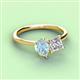 3 - Zoya Pear Shape Aquamarine & Princess Shape Certified Diamond 2 Stone Duo Ring 