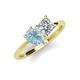 4 - Zoya Pear Shape Aquamarine & Princess Shape Certified Diamond 2 Stone Duo Ring 