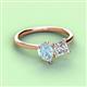 3 - Zoya Pear Shape Aquamarine & Princess Shape Certified Diamond 2 Stone Duo Ring 