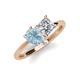 4 - Zoya Pear Shape Aquamarine & Princess Shape Certified Diamond 2 Stone Duo Ring 