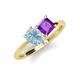 4 - Zoya Pear Shape Aquamarine & Princess Shape Amethyst 2 Stone Duo Ring 