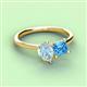 3 - Zoya Pear Shape Aquamarine & Princess Shape Blue Topaz 2 Stone Duo Ring 