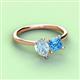 3 - Zoya Pear Shape Aquamarine & Princess Shape Blue Topaz 2 Stone Duo Ring 