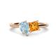1 - Zoya Pear Shape Aquamarine & Princess Shape Citrine 2 Stone Duo Ring 
