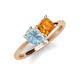 4 - Zoya Pear Shape Aquamarine & Princess Shape Citrine 2 Stone Duo Ring 