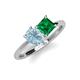 4 - Zoya Pear Shape Aquamarine & Princess Shape Lab Created Emerald 2 Stone Duo Ring 